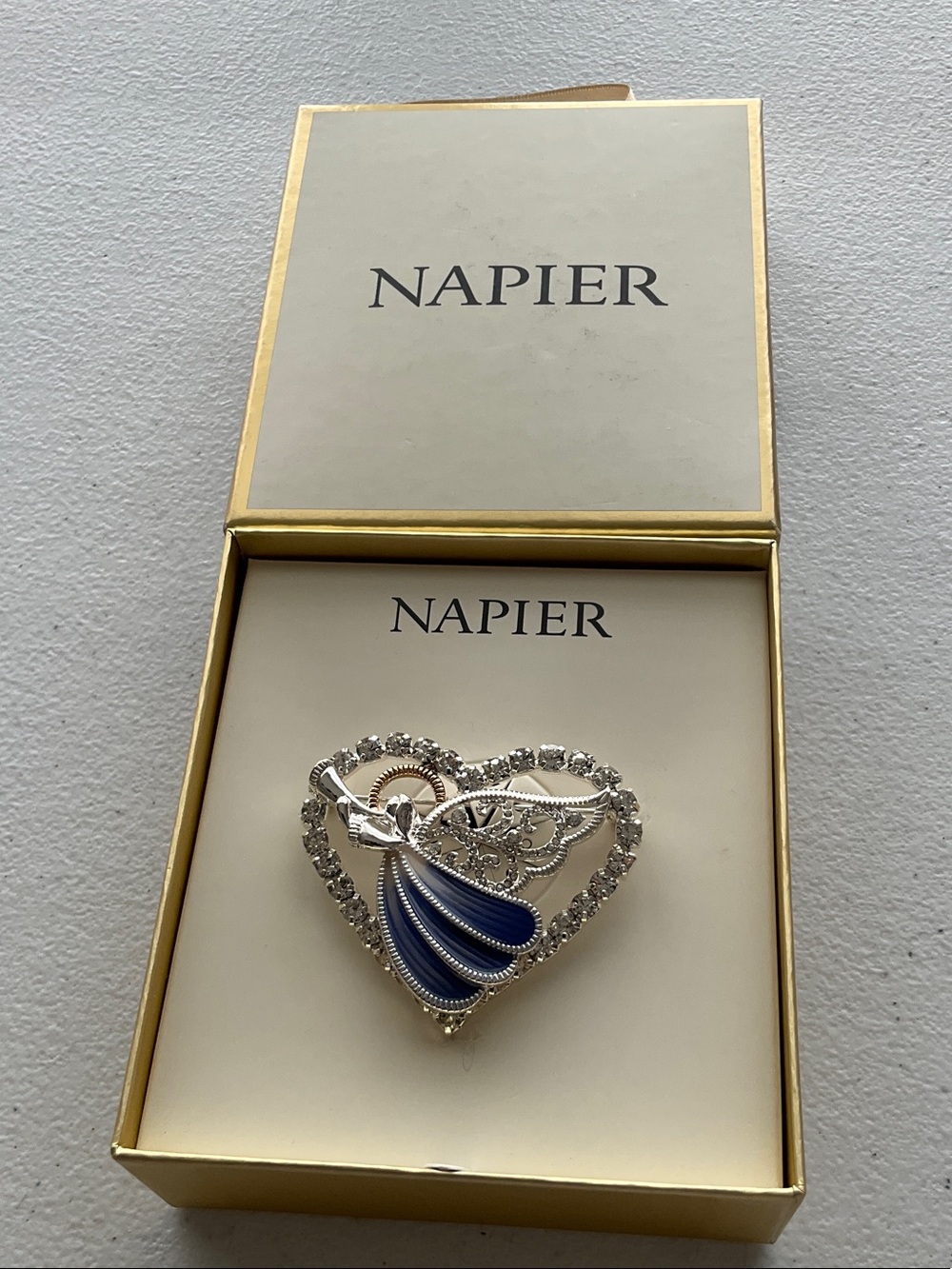 Napier Silver-Tone Angel Heart Brooch